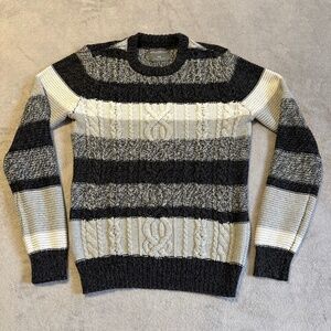 Aeropostale Cable Knit Men's Sweater Medium Monochrome Y2K Fisherman Preppy